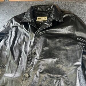 VTG M. Julian Wilsons Leather Jacket Mens 2XLT Black Quailted Lined Camp Collar